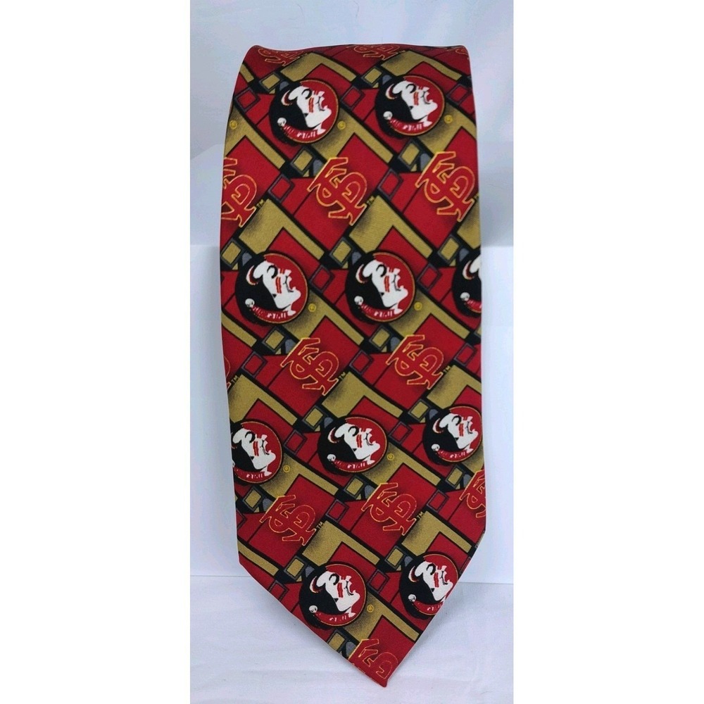 LARSON FSU FLORIDA STATE UNIVERSITY Mens Necktie Crimson Gold Logo 4"X 61"